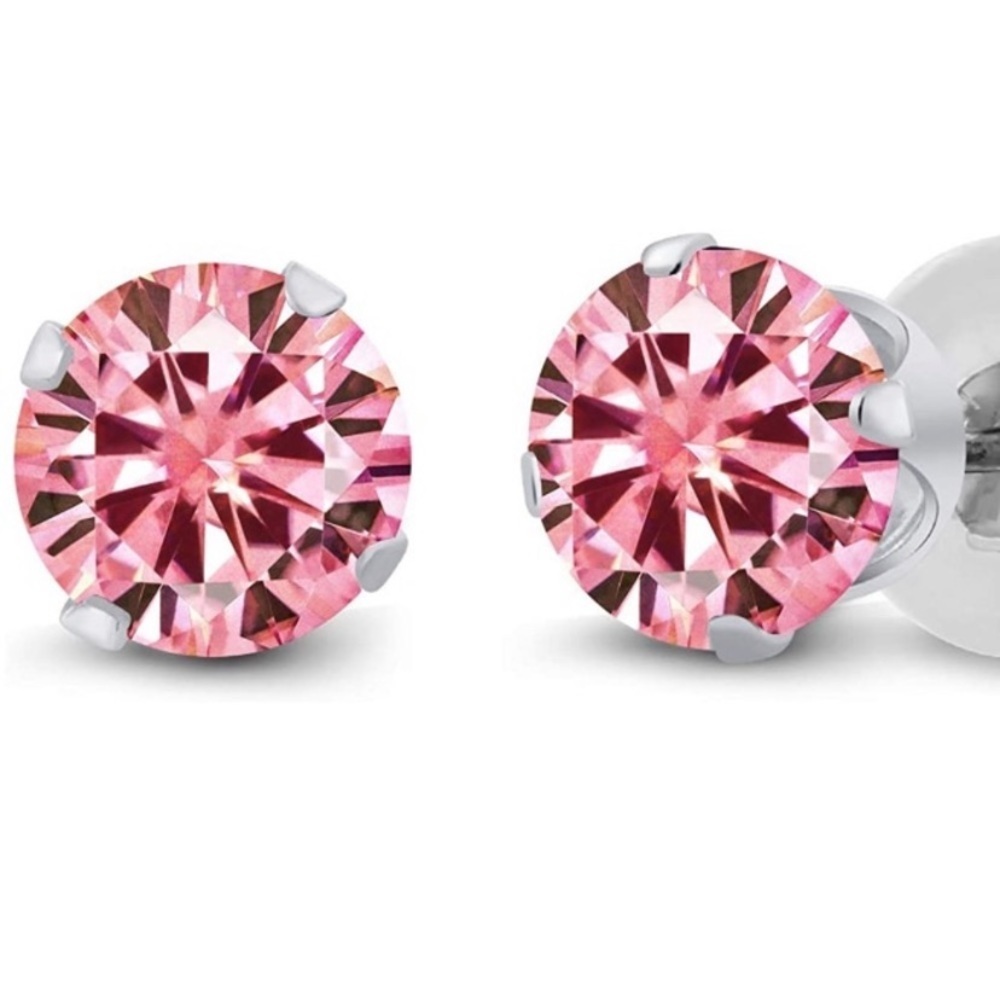 14k Pink Diamond Earrings